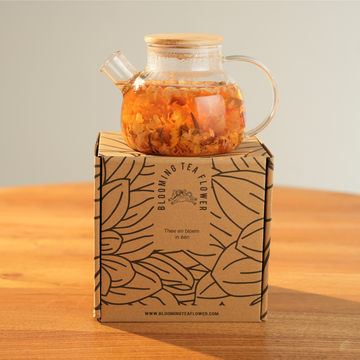 Theepot pakket met buisje van 4 tea flowers